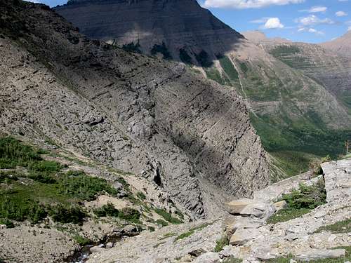 Looking Down Towards the Swiftcurrent Pass Trail