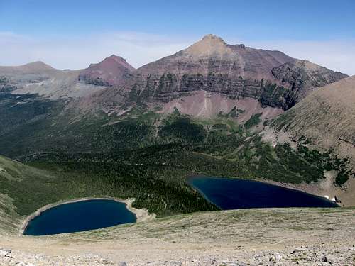 Lake of the Seven Winds & Pitamakan Lake With Eagle Plume Mountain & Red Mountain in the Background