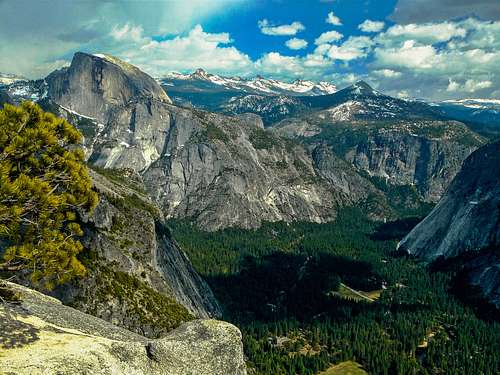 Half Dome, Clark Range and Mt. Starr King from Yosemite Point.