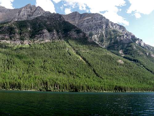 Western Slopes of Rainbow Peak Above Bowman Lake