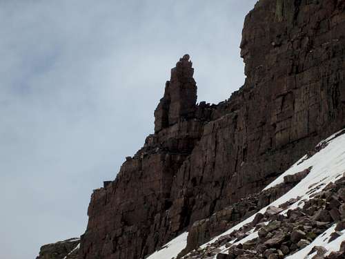 Jagged rock formation on the east side of West Gunsight Peak, Uinta Range, Utah