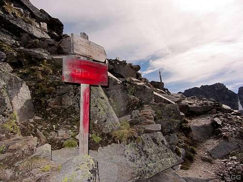 Signs along the normal route to the start of the Via Ferrata