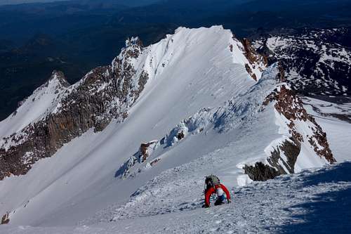 Descending from the summit of Mt. Jefferson