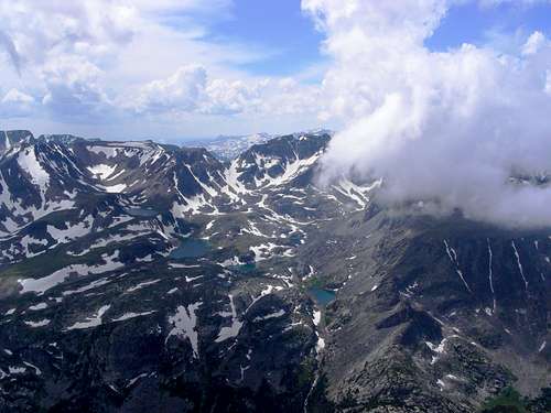 View from Silver Run Peak - Marker, Ship, Triangle, Bowback and Kookoo Lakes