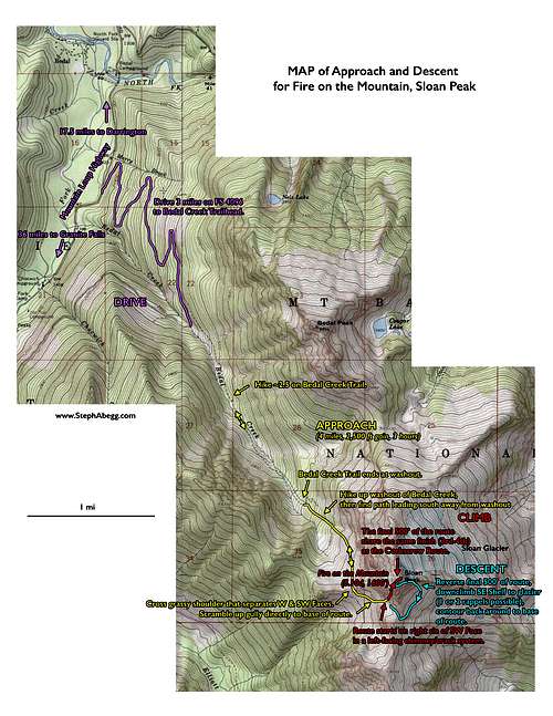 Approach map for Sloan (SW Face and 