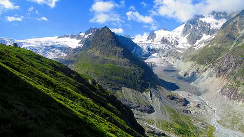 Alp Bricola and Glacier of Ferpecle on the 