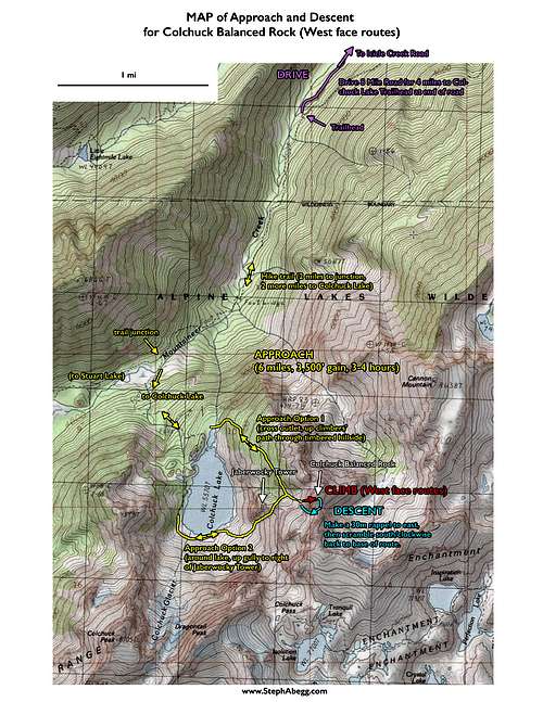 Approach map for Colchuck Balanced Rock