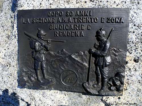 WWI memorial plaque on Corno di Cavento