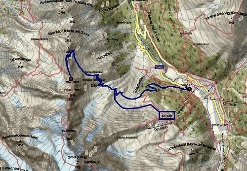 Approach Route Map: Sulden