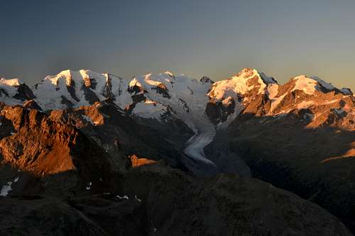 The Bernina group in sunrise light
