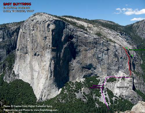 Route Overlay East Buttress El Capitan