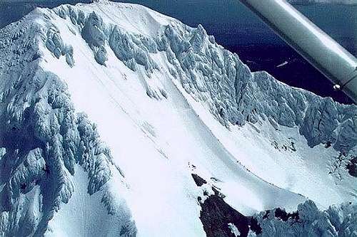 Aerial photo of Mount Hood's...