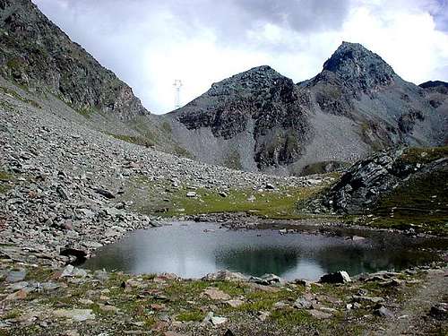 Finestra di Champorcher from the shore of a small lake, at the head of Vallone dell'Urtier