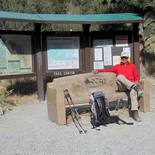 Trail Canyon signboard and relaxation bench