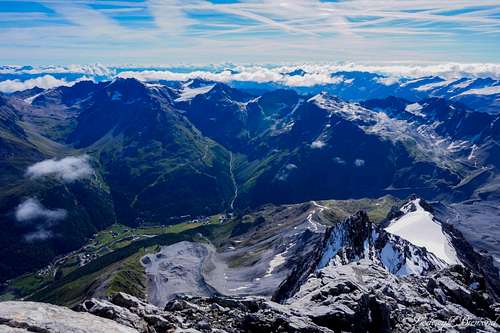 Summit view towards Sulden & Laaser kamm