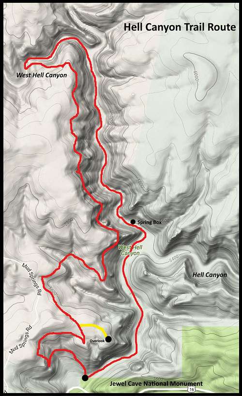 Hell Canyon Trail Route