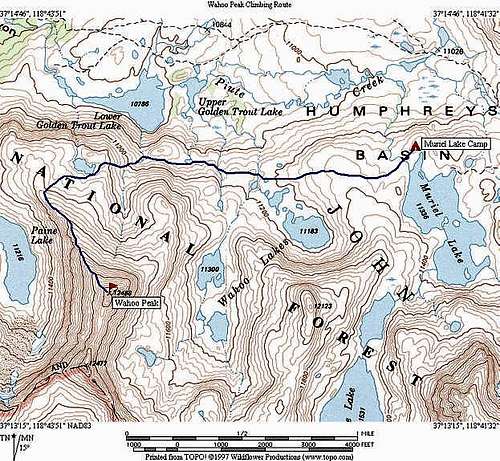 Map of Northwest Ridge route...