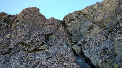 Looking up the crux wall