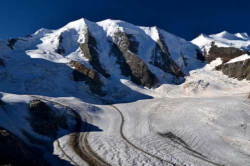 Piz Palü rising above the Pers glacier