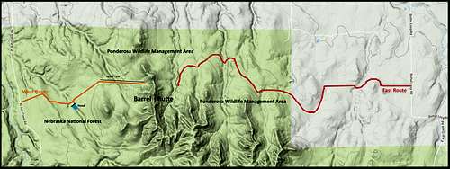 Barrel Butte Hiking Routes