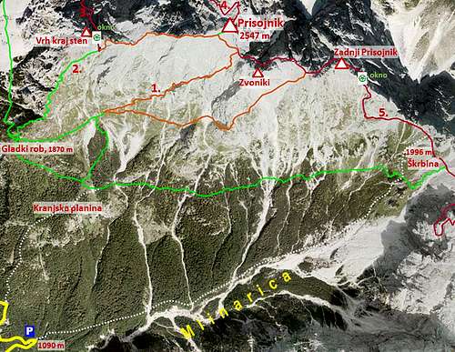 Prisojnik, Jubilejna pot map