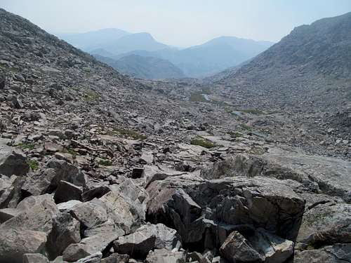 scree down to a creek in the SW ridge drainage