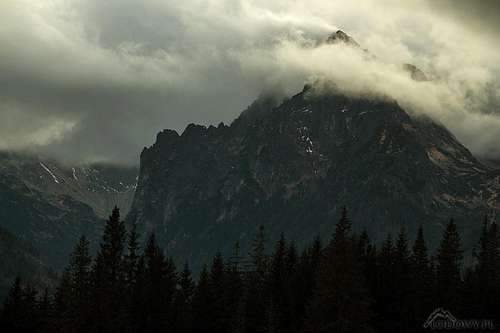 Mount Mlynar in raging clouds