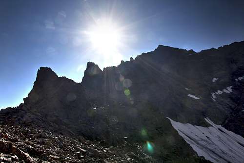 The rocky Dombaj-Ul’gen north ridge.