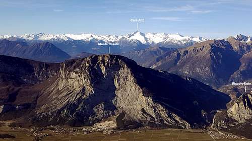 Sarca Valley and surrounding peaks annotated pano