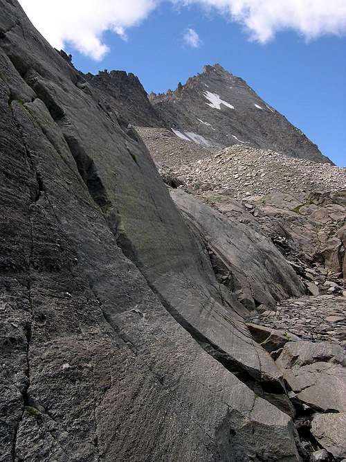 At the foot of Herbetet <i>3778m</i> showing its face<br> between East ridge and N-N-E arête