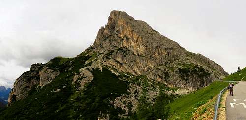 Sass de Stria from the road near the Falzarego pass