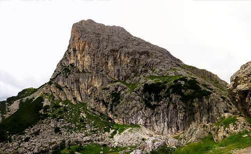 Sass de Stria from the small roadside parking spot next to the sports climbing wall