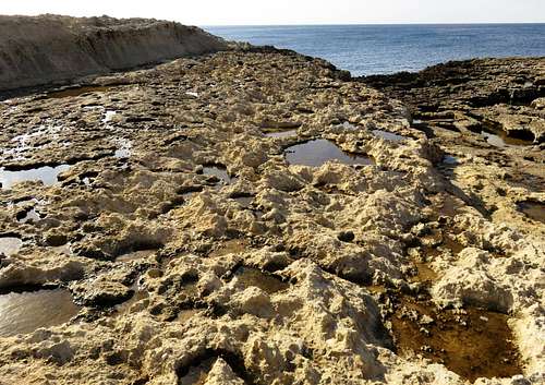 Rocky shores at Dwejra Bay, Gozo