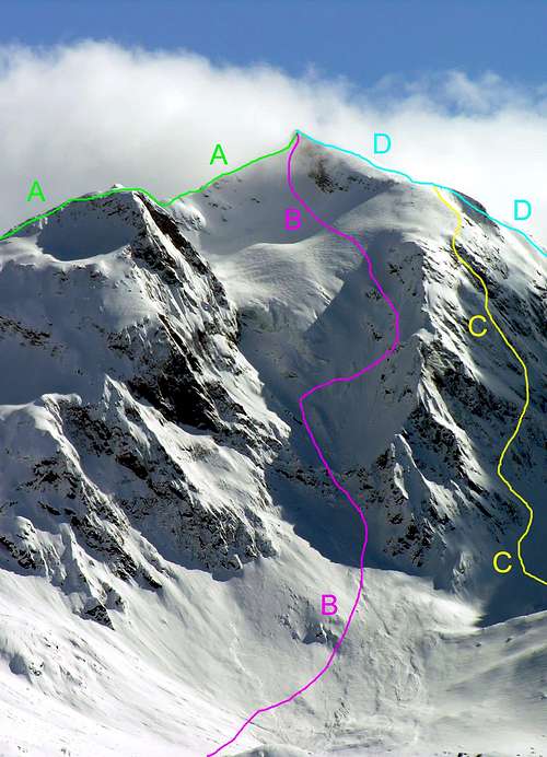The main routes of Aiguille de la Grande Sassière, Rutor, Grande Rousse,  Monte Berio Blanc and other