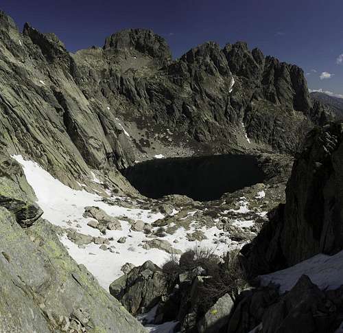 Lac de Capitello with Capu a Chiostru (2295m) and Pic Lombarduccio (2261m)