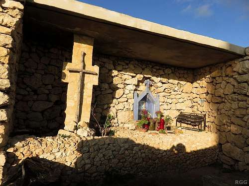 Memorial alongside the <a href=https://en.wikipedia.org/wiki/Stations_of_the_Cross>Way of the Cross</a> at Ta'Pinu