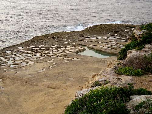Old salt pans next to Xlendi Bay