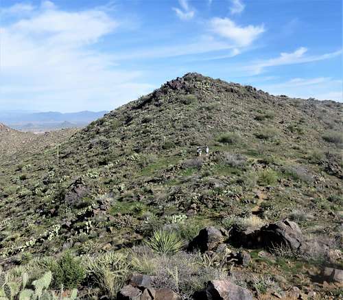 View to the summit and the trail from the south