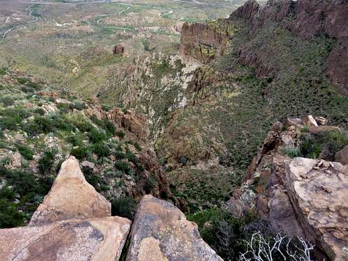 View down to the trail in the canyon