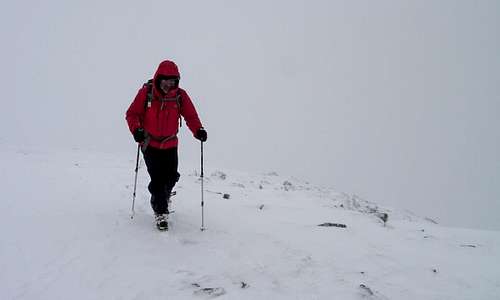 White-out conditions on final ascent to Mam Sodhail 1181m