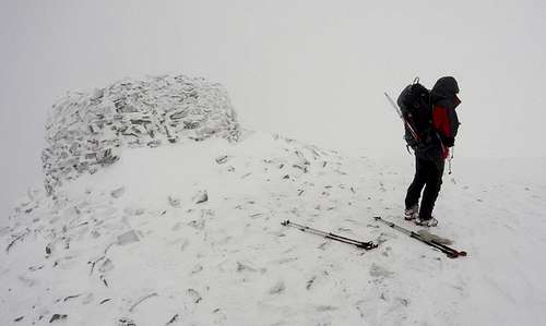 White-out conditions on Summit of Mam Sodhail 1181m