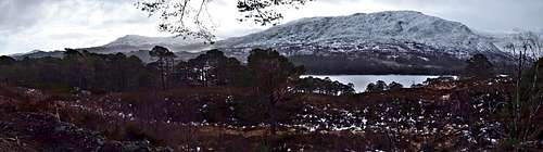 Panoramic view Glen Affric in bad weather