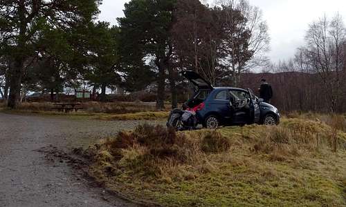 Glen Affric main carpark after an eventful 5 day expedition
