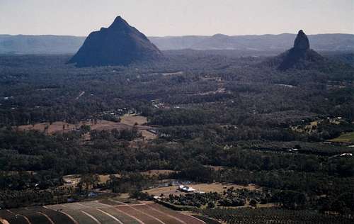 Mt Beerwah (left) and Crookneck Glasshouse Mtns Australia