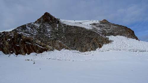 Huayna Potosi, descending, looking back at summit