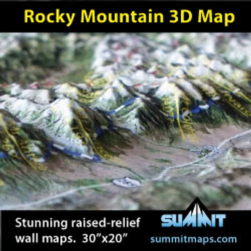 Rocky Mountain Raised-Relief Wall Map