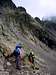 Abseil starting point on Aiguillette de la Floria