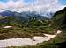 The road to Passo Manghen seen from the trail to Cima Valsoléro