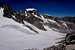 Gannett Peak with its snowy summit ridge as seen from across the Dinwoody glacier