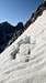 The melting snow bridge of Gannett Peak's bergschrund - July 17, 2020